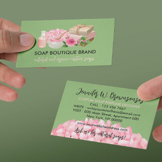 Carte De Visite Savon artisanal fait main avec illustration verte