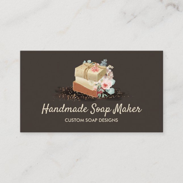Carte De Visite Savon Sparkle Floral Brown (Devant)