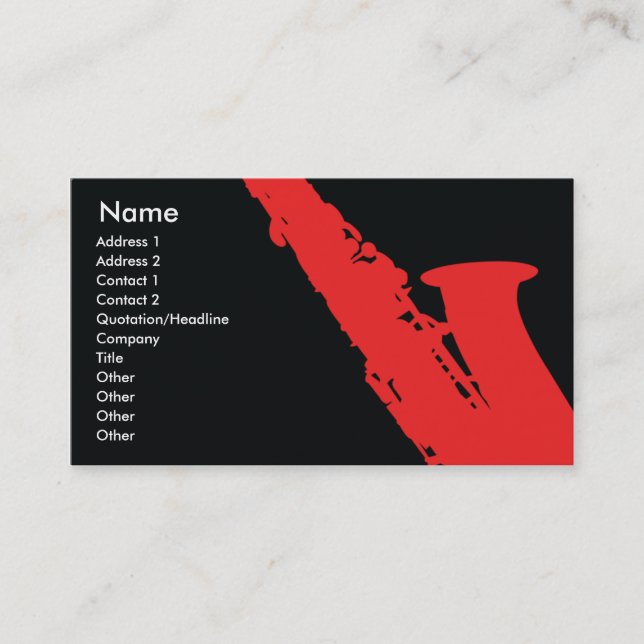 Carte De Visite Saxophone - affaires (Devant)