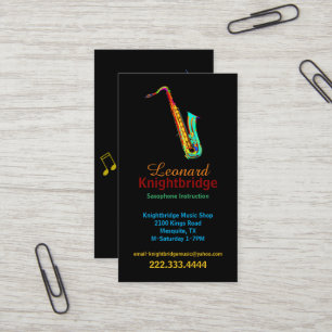 Carte de visite saxophone coloré
