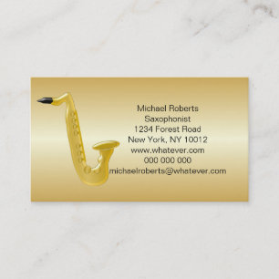 Carte De Visite Saxophone couleur or Saxophoniste