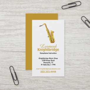 Carte de visite saxophone d'or