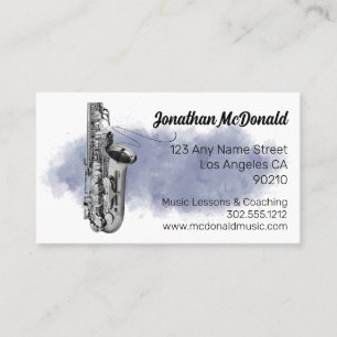 Carte De Visite Saxophone Jazz Musicien Musique Enseignant Blues B