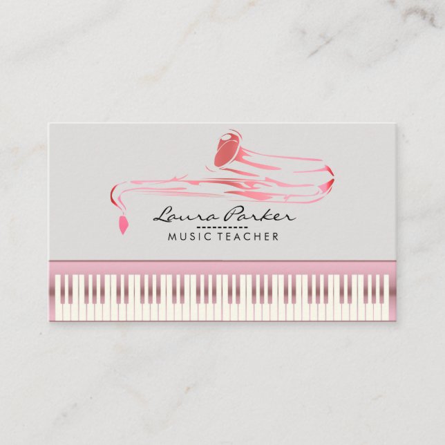 Carte De Visite Saxophone Music Enseignant Piano Keyboard Musicien (Devant)