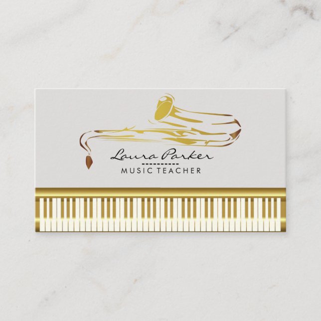 Carte De Visite Saxophone Music Enseignant Piano Keyboard Musicien (Devant)