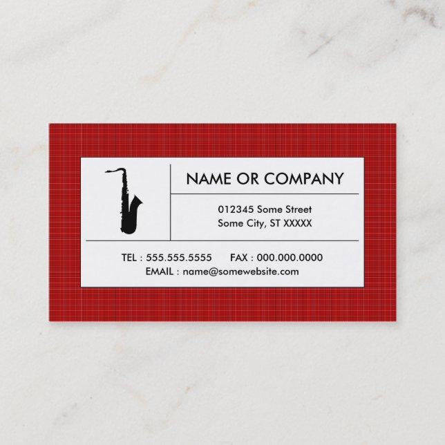 Carte De Visite saxophone plaid (Devant)