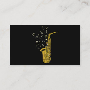 Carte De Visite Saxophone Player Jazz Music Notes Saxophoniste Sax