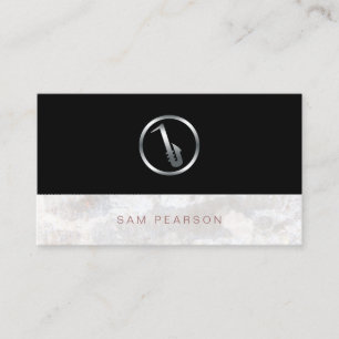 Carte De Visite Saxophoniste Bold Argent SAxophone Icon élégant