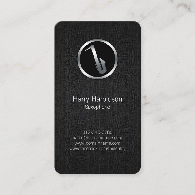 Carte De Visite Saxophoniste Saxophone Icon Grunge BusinessCard (Devant)