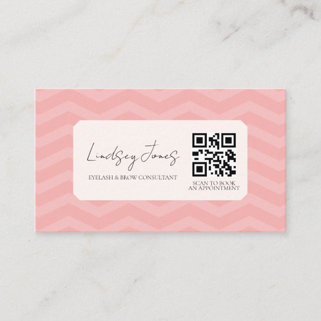 Carte De Visite Scan de code QR rose professionnel pour réserver (Devant)