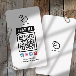 Carte De Visite Scan ME QR Code Social Media Logo Modern Simple