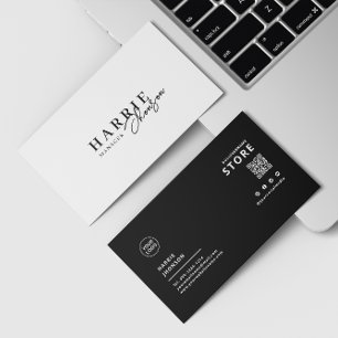 Carte De Visite Scannable minimaliste moderne noir et blanc