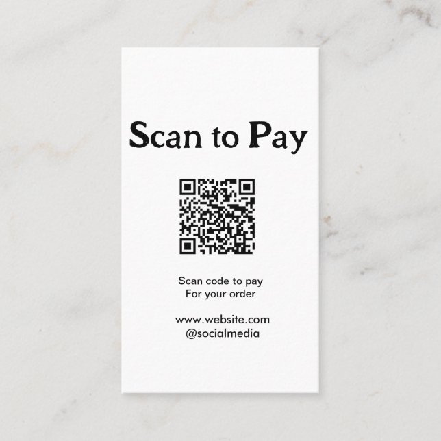 Carte De Visite Scanner pour payer la commande QR code ajouter un  (Devant)