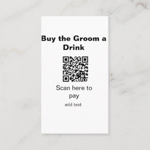 Carte De Visite scannez le QR pour payer un verre au marié garçon 