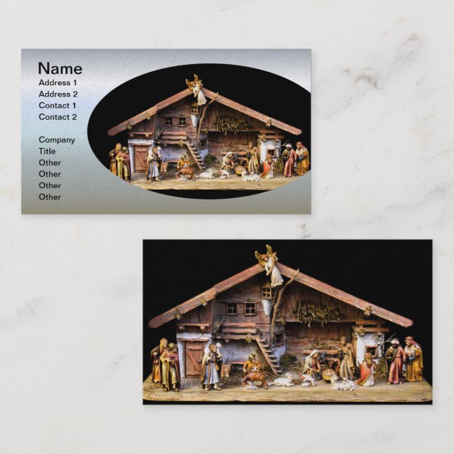 Carte De Visite Scène de la Nativité de Noël (Devant / Derrière)