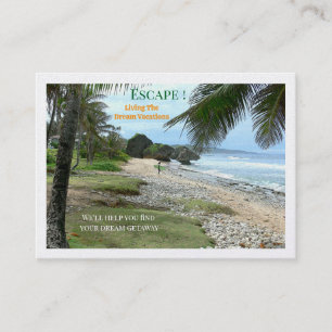 Carte De Visite Scène De Plage, Échapper À Un Agent De Voyage/Île