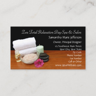 Carte De Visite Scène de salon de spa/massage/pédicure Noir/Couleu