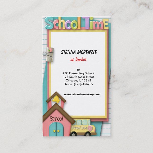 Carte De Visite School Bus (Devant)