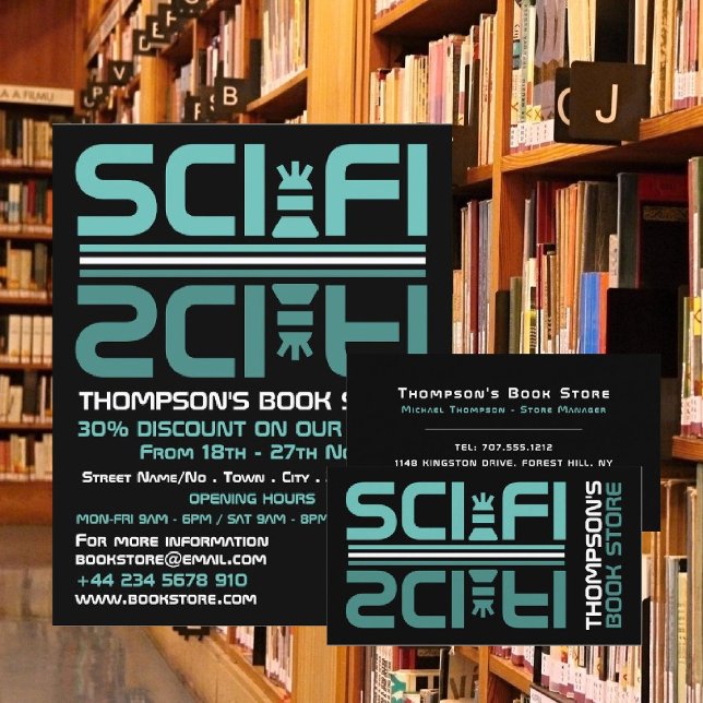Carte De Visite Sci-Fi Logo, Book Store (Créateur téléchargé)