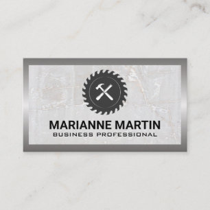 Carte De Visite Scie et marteau Marbre et métal