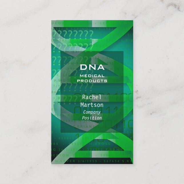Carte De Visite Science Médicale de l'ADN vert (Devant)