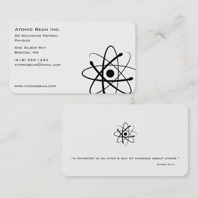 Carte De Visite Scientifique atomique de l'haricot | (Devant / Derrière)