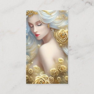 Carte De Visite SciFi Exquise Delicate Gold Intricate Fema Rose