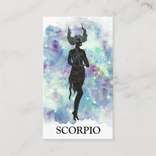 Carte De Visite *~* SCORPIO Zodiac Astrologie Lectures Blue Turquo (Devant)