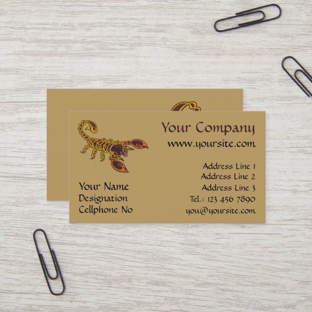 Carte De Visite Scorpion de noeud celtique (Devant/Arrière en situation)