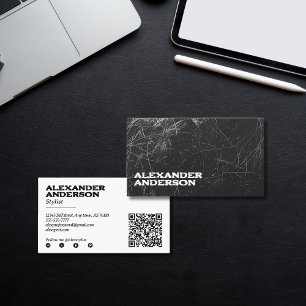 Carte De Visite Scribble au charbon noir professionnel minimal
