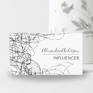 Carte De Visite Scribble minimaliste Noir et Blanc Professionnel