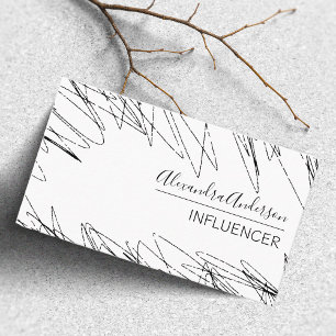 Carte De Visite Scribble Professionnel Minimal Noir Et Blanc