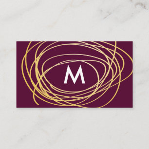 Carte De Visite Scribbles d'or contemporain avec Monogramme