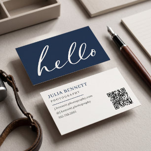 Carte De Visite Script "Bonjour" Moderne