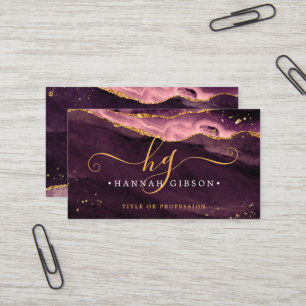 Carte De Visite Script d'agate de Bourgogne Monogramme Parties sci