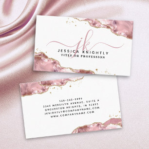 Carte De Visite Script d'agate rose vierge Monogramme Parties scin