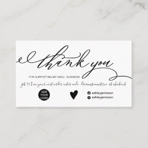 Carte De Visite Script de brosse moderne ordre noir merci