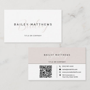 Carte De Visite Script de calligraphie moderne QR Code Professionn