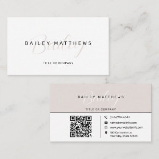 Carte De Visite Script de calligraphie moderne QR Code Professionn