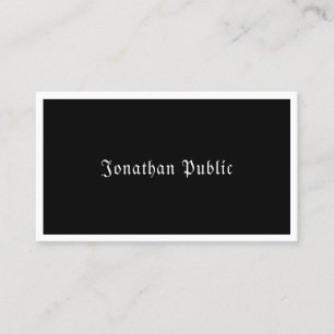 Carte De Visite Script de calligraphie noir blanc élégant Modèle