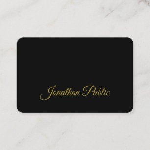 Carte De Visite Script de calligraphie or Simple Noir Attrayant