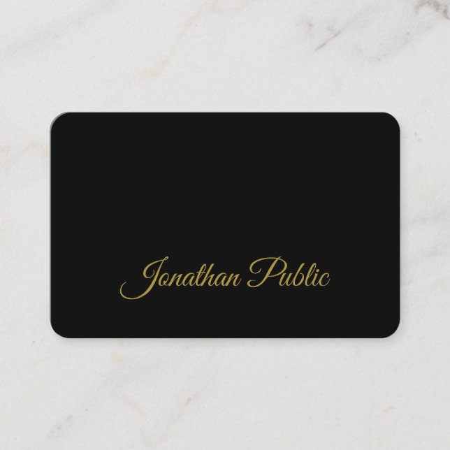 Carte De Visite Script de calligraphie or Simple Noir Attrayant (Devant)