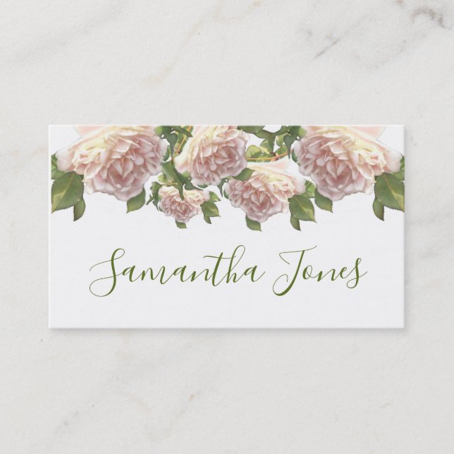 Carte De Visite Script de calligraphie Rose de Blushing Ivory Peac (Devant)
