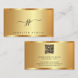 Carte De Visite Script de calligraphie tendance Monogramme Or glam