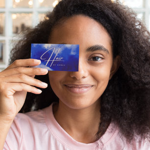 Carte De Visite Script de la liste des cheveux bleu néon