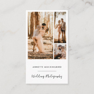 Carte De Visite Script de photographie de mariage moderne en colla