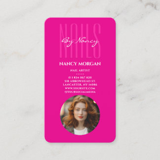Carte De Visite Script de salon d'onglerie Code Qr Photo Rose Chau
