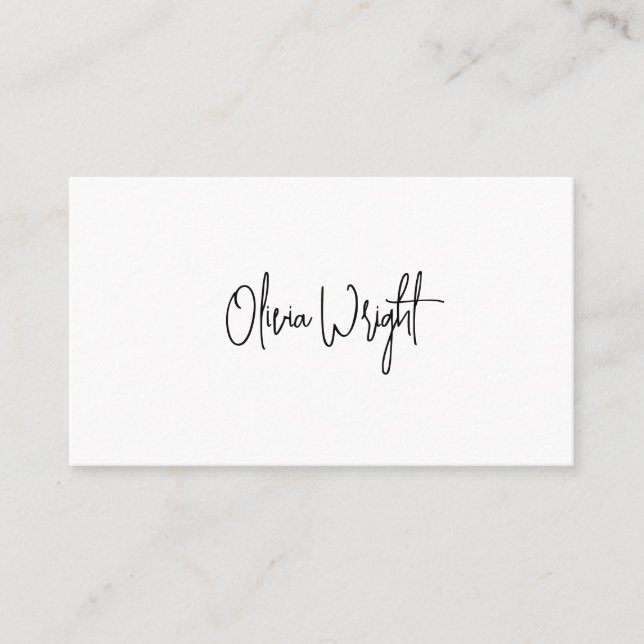Carte De Visite Script de signature, Busi professionnel blanc mode (Devant)