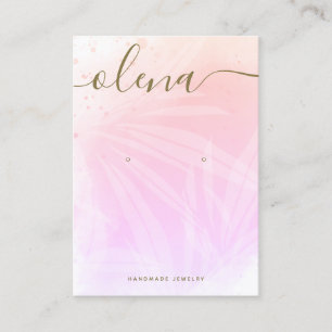 Carte De Visite Script de signature d'aquarelle rose Abstrait