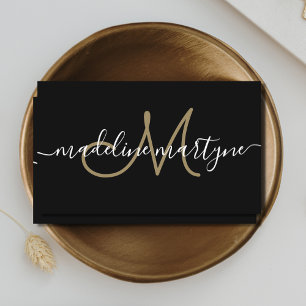 Carte De Visite Script de signature moderne élégant QR Code noir